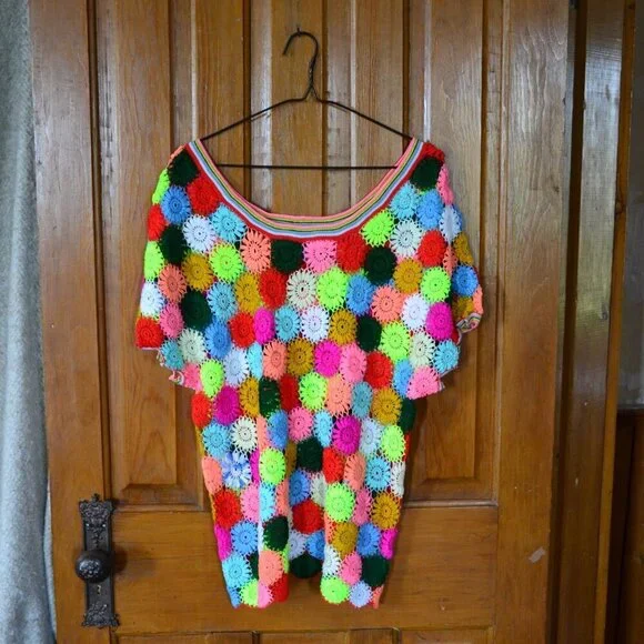 Hand Crocheted Flower Top - Picture 2 of 11
